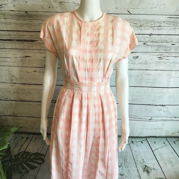 Pastel Pink Plaid Outfit VTG - Picture 3 of 7